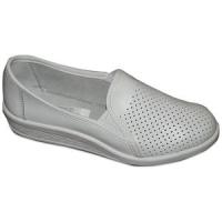 55-01 Туфли женские кожаные белые с перфорацией