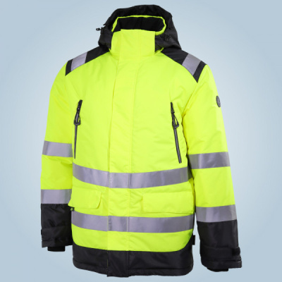 Зимняя рабочая куртка-парка BRODEKS KW 217, желтый/черный баннер, фото, картинка, как выглядит