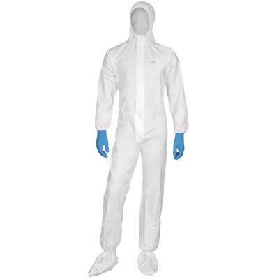 Комбинезон с капюшоном из нетканного материала - одноразовый DT117, белый фото, изображение, баннер